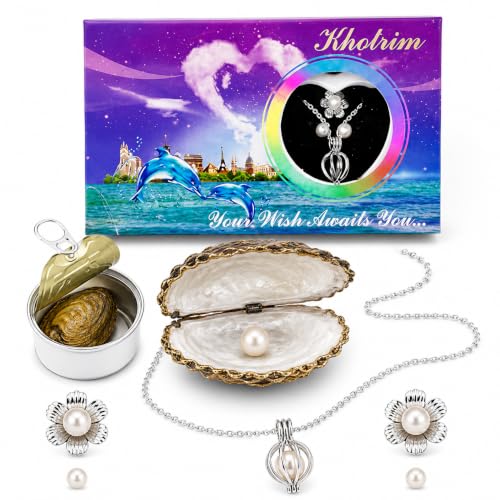 Image of Love Wish White Pearl Kit - Your Own Pearl Pendant love pearl necklace kit with Earrings Valentine Gifts for Girlfriend Romantic Gift for Her on Birthday