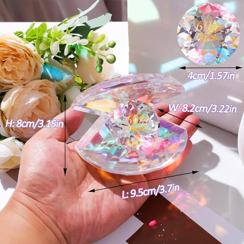 Crystal Shell 60th Anniversary Diamond Wedding Gifts for Couples Grandparents Her Presents 60 Years of Marriage Romantic Keepsake Ornaments for Home Decor - Image 3