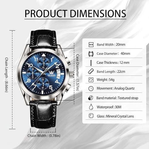 Image of OLEVS Men's Watches Brown Leather with Date,Casual Watches for Men,Large Face Watches Men,Chronograph Mens Watch,Sport Waterproof Business Dress Analog Quartz Men's Wrist Watches Reloj De Hombre