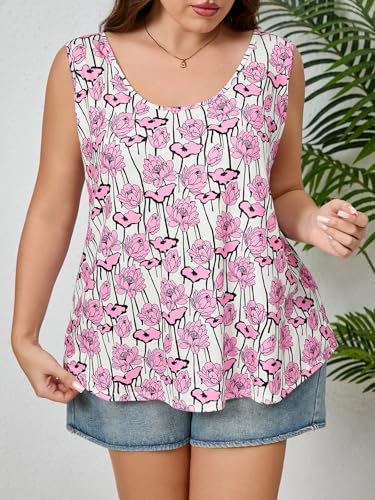Image of Plus Size Tank Tops for Women Summer Sleeveless Tops Loose Fit Tunic Tanks