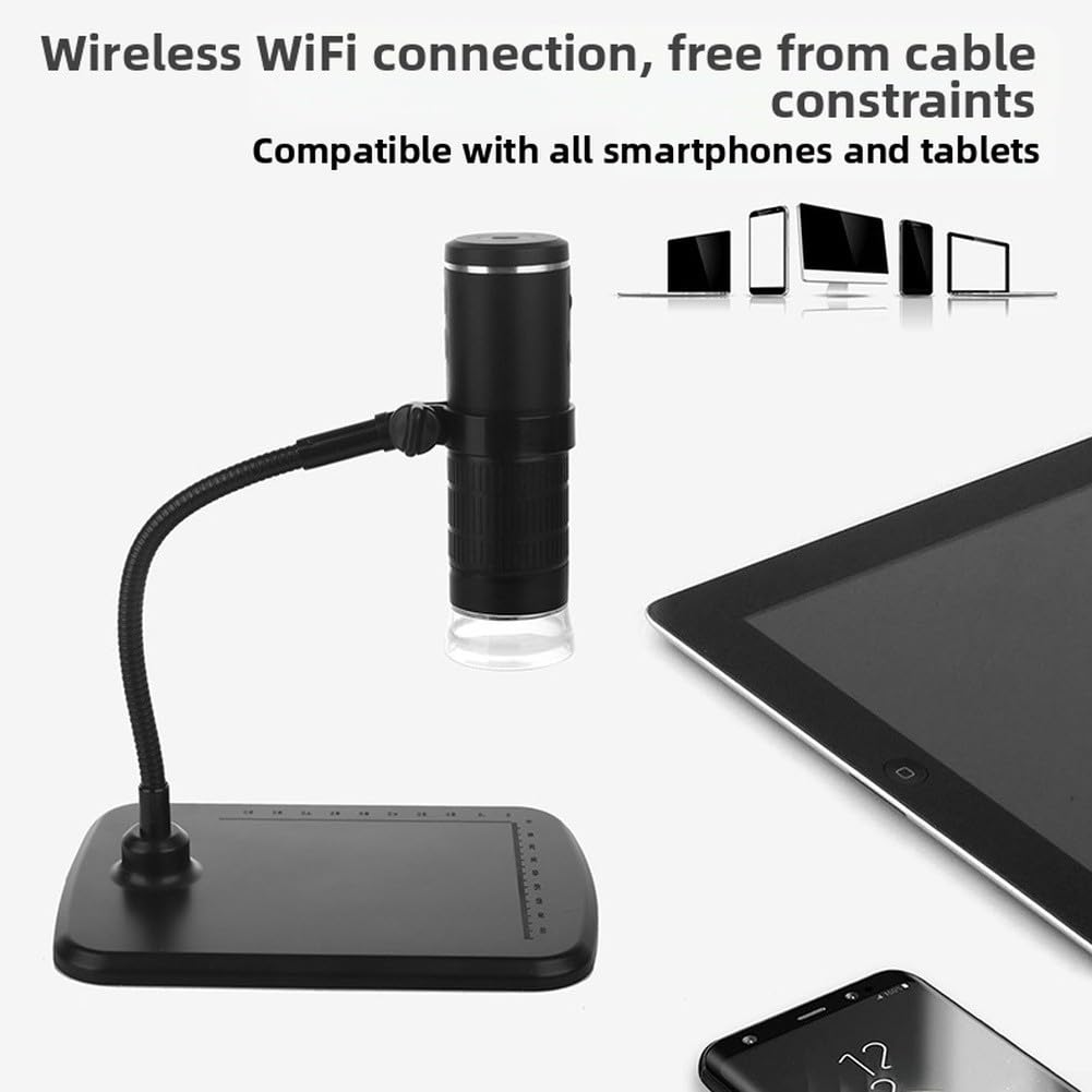 WiFi Digital Mikroskop 1000X Vergrößerung Tragbare Handheld HD 1080P Inspektionskamera für Münzhaut Löten Reparatur Schwarz
