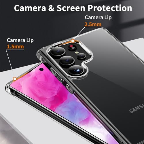 Dengduoduo Designed for Samsung Galaxy S24 Ultra Case, Transparent Slim Shockproof Protective Cover Anti-Scratch Hard PC Back & Flexible Bumper Phone Case for Samsung S24 Ultra 6.8 inch, Clear
