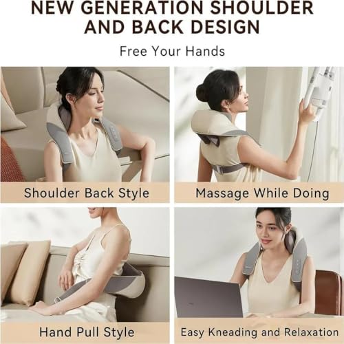 Image of ALYV Rechargeable Neck & Shoulder Massager with Heat | Deep Tissue Therapy for Pain Relief & Relaxation - Cordless | Grey