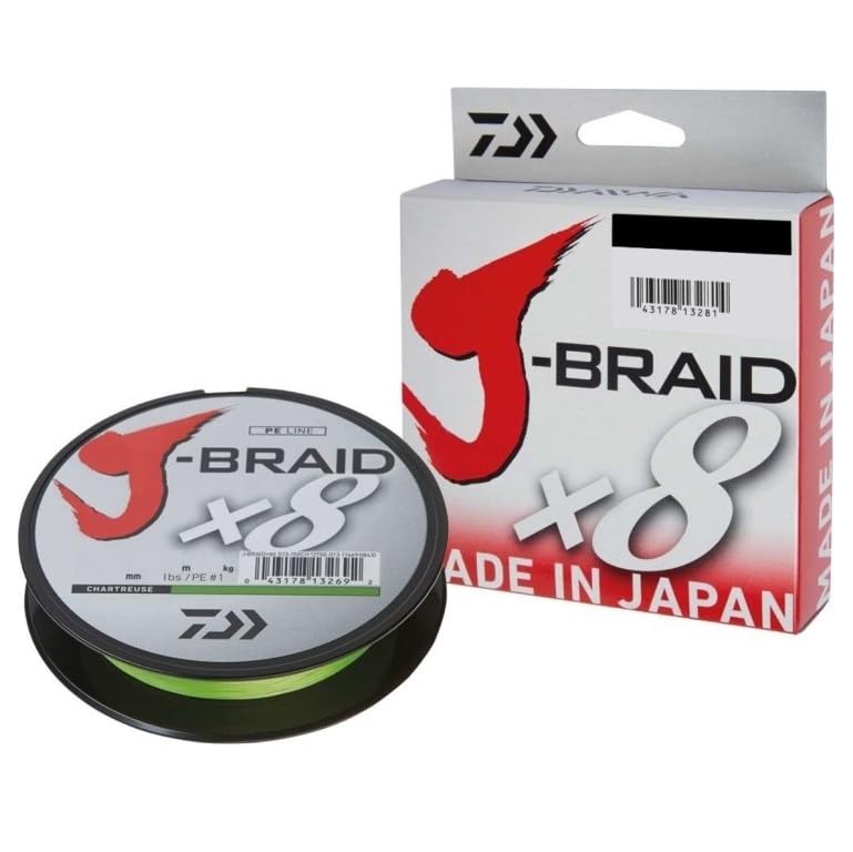 Daiwa Tresse 8 Brins J-Braid X8-150m - PE.0.8 - D.0.10mm - R.6kg-13lb - Chartreuse - 12750010 - Equipement pour la peche sportive