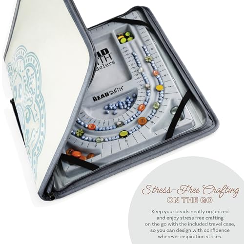 Image of The Beadsmith Bead Folio - Basic Elements | 28 inch U Channel Bead Board with Lid and a Zippered Storage Case, Keep Your Designs, Beads & Tools Secure