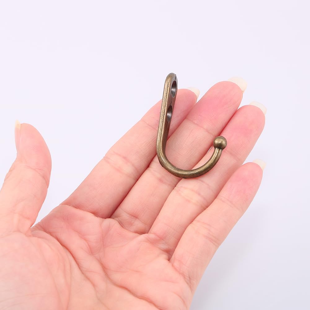 12Pcs Wall Hooks for Bathroom Bronze Metal Hooks for Hanging Coats Towels, Hats, Keys and Coffee Cups Towel Hooks for Bathroom Kitchen, Closet