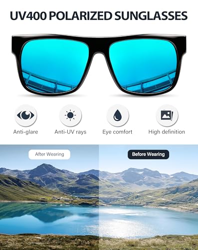 Image of Joopin Polarized Sunglasses Men Women UV400 Protection, Big Chunky Square Sun Glasses, Designer Shades Retro Sunnies Driving