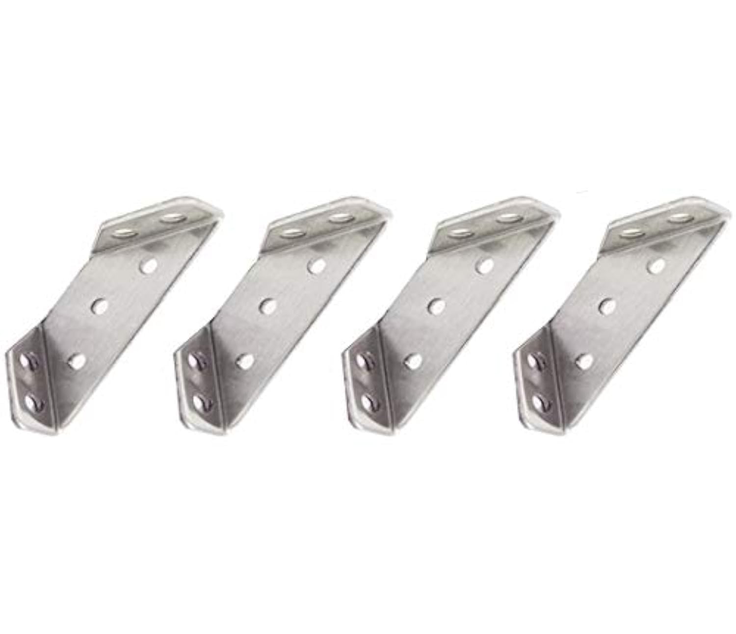 Tiberham Silver Stainless Steel Corner Brace, Triangular Flange Angle Bracket Mending Plate, Furniture Fastener Joint Corner Connector For Wood Shelf Cabinet Table Chair (Pack Of 4)
