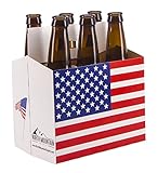 North Mountain Supply 6 Pack 12oz Beer & Soda Bottle Carrier - American Flag Design - Pack of 5