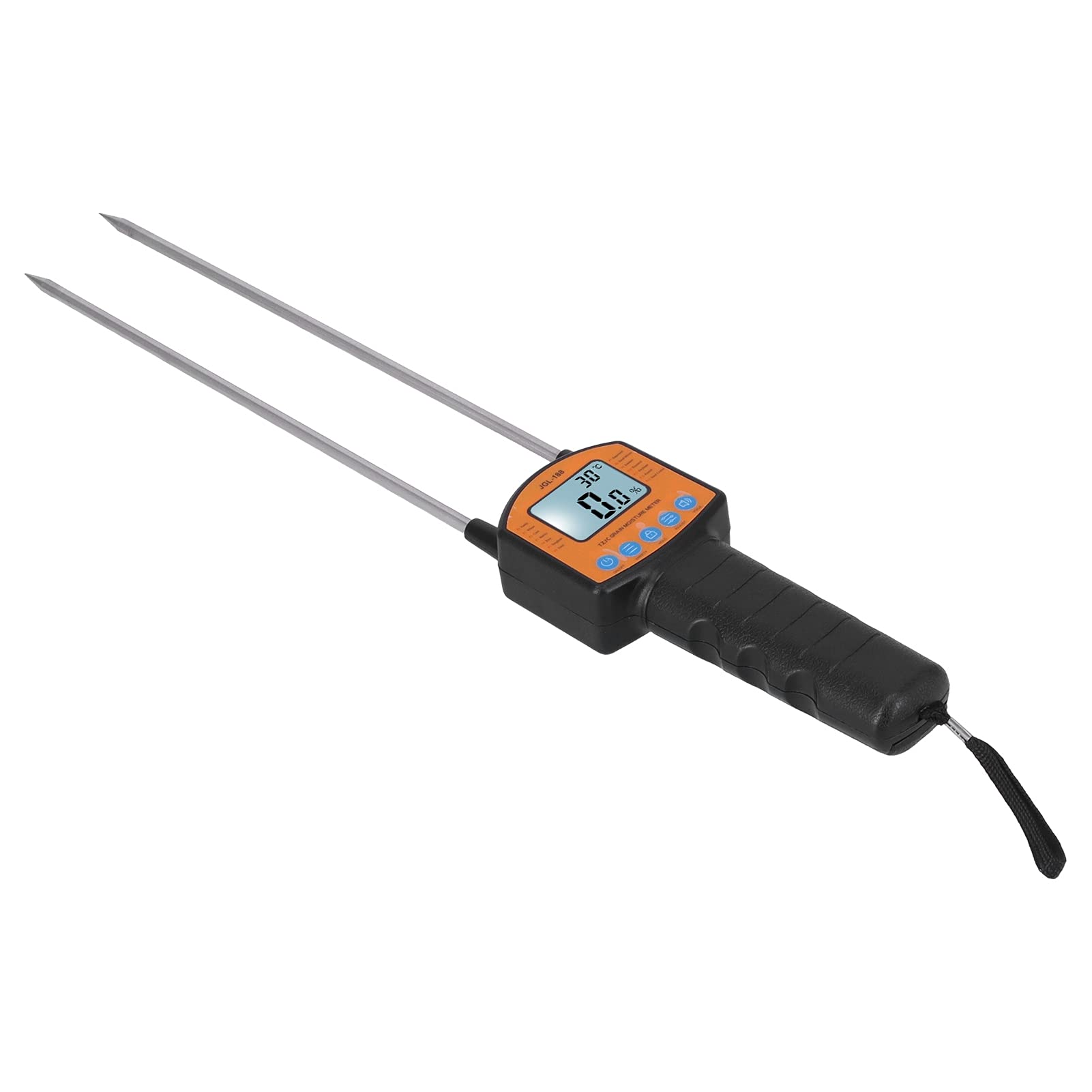 Medidor de humedad Pantalla LCD retroiluminada de 4 dígitos Herramienta portátil de medición de humedad de lectura instantánea para cultivos agrícolas y almacenamiento de granos