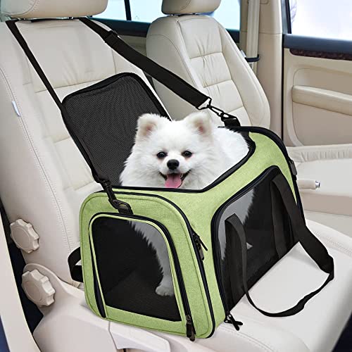 Image of Henkelion Pet Carrier for Small Medium Cats Dogs Puppies up to 15 Lbs, Airline Approved Small Dog Carrier Soft Sided, Collapsible Travel Puppy Carrier - Green