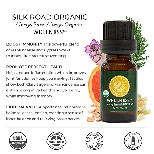 Organic Wellness Essential Oil Vitality Blend - 100% Pure Usda Certified Frankincense, Cypress, Cedarwood, Clary Sage, Orange - 10Ml #TOP1