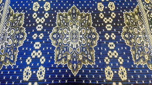 Image of 5x7 Feet Carpet for Living Room | Acrylic Cotton Area Rug | Soft, Durable & Lightweight | Anti-Slip Floor Rug for Bedroom, Hall, Office | Large Washable Carpet (Golden Blue)
