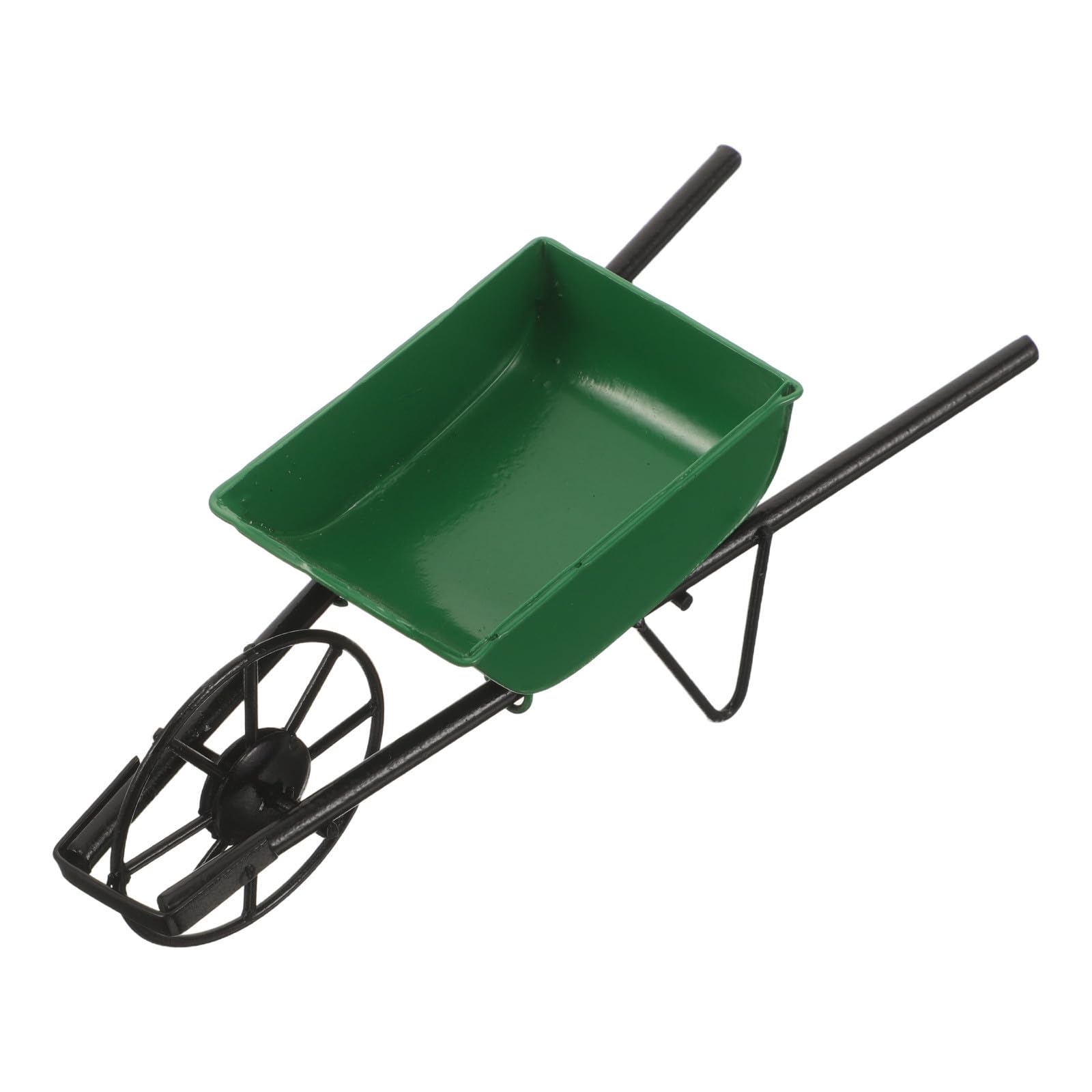 Miniature Metal Wheelbarrow for Dollhouse Vintage Retro Green