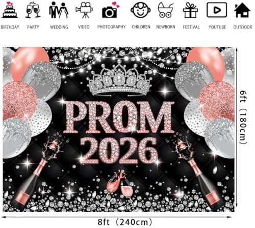 Fondo Fotográfico Prom 2026 8x6ft Oro Rosa miniatura 2