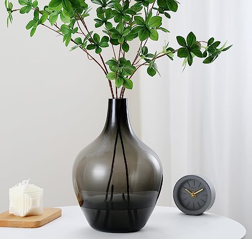 Gray Black Glass Vase - 12' Smoked Glass Vase, Large Black Jar, Modern Balloon...