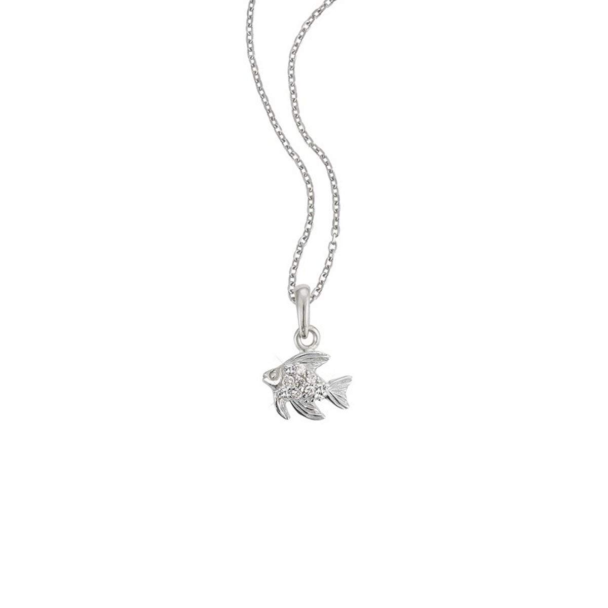 Scout Collana Bambina In Argento 925 Con Delfino E Strass – Lunghezza 18,5 Cm, Rodiato