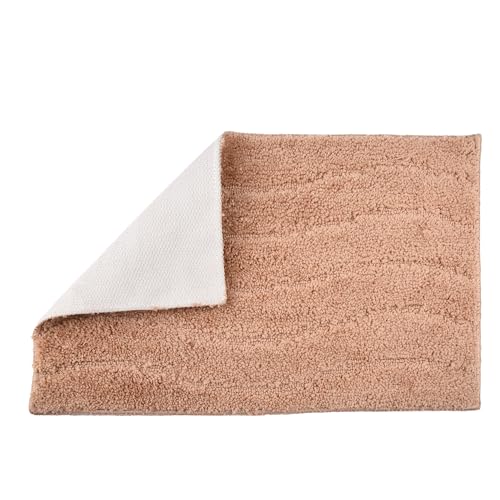 Image of Kuber Industries Embroidery Door Mat for Entrance | Water-Absorbing and Comfortable Floor Mat for Bedroom and Kitchen | Waves Shape | Light Brown