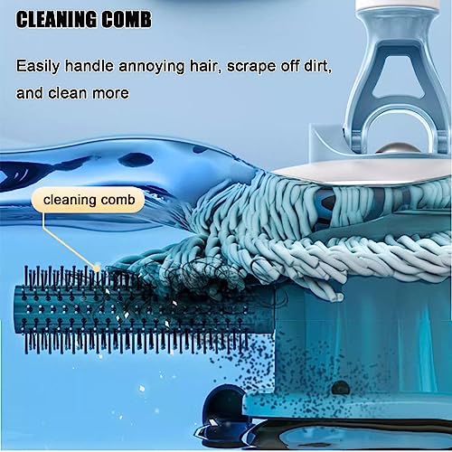 AMNOOL Spin Mop-Eimer mit Auswringer-Set – Bodenwischer mit 4 Rädern Easy Move, Verstellbarer Griff aus Edelstahl, 5 Mikrofaser-Ersatzkopf-Nachfüllungen, 1 Bodenbürste,Grey – Bild 5