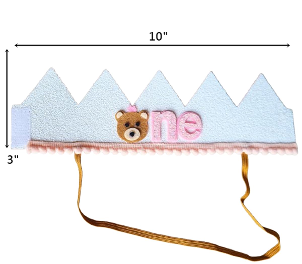 Kirei Sui Baby 1st One 1 Year Lion Bear King Jungle Crown Birthday Headband Pink