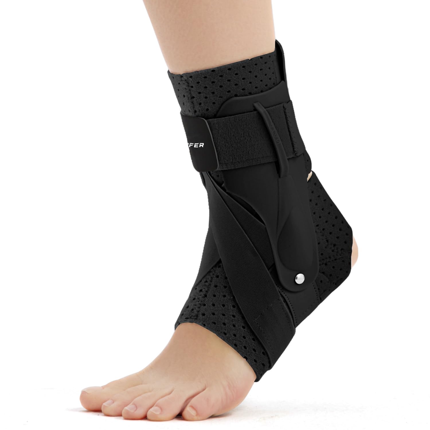 Hocafer Left Ankle Brace for Women & Men - Ankle Support Sprained Ankle Brace for Achilles,Tendon,Sprain,Injury Recovery,Ankle Support Brace for Running, Basketball, Football (Black,S,Left)