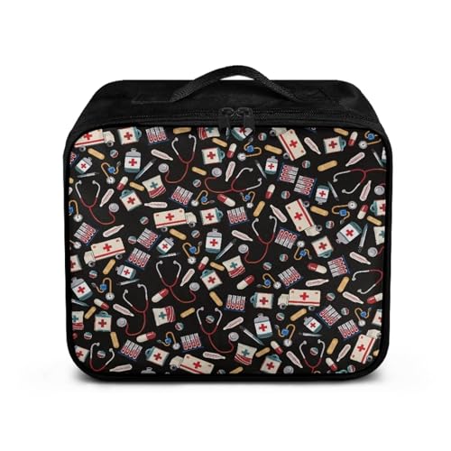 Image of Gomyblomy Black First Aid Bag Empty for Home Cars Travel Medical Emergency Kit Lightweight Medicine Bags Storage Pouch Organizer for First Aid Supplies Medium Size