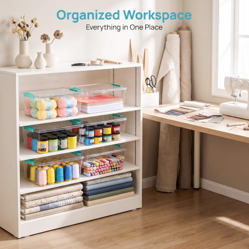 Image of Vtopmart 4 Pack 12 Qt Clear Craft Storage Bins with Lids and Latches | Stackable Plastic Storage Box for Art & Craft Supplies, Paper, Toys, BPA-Free Containers for Organizing