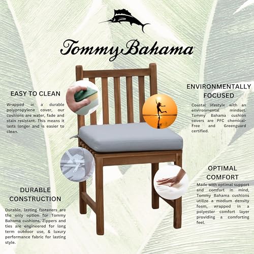 Tommy Bahama Sunbrella® Fabric 1-Piece Outdoor Knife Edge Dining Chair Cushion, 18" W x 17" L, Bamboo Bay Cloud by Tommy Bahama - Image 8