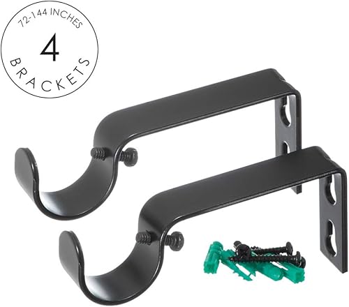 Miniatura 4 de Ivilon Barra de cortina para ventana de tratamiento de cortinas diseño cuadrado de 1 18 barra de 72 a 144 pulgadas color negro