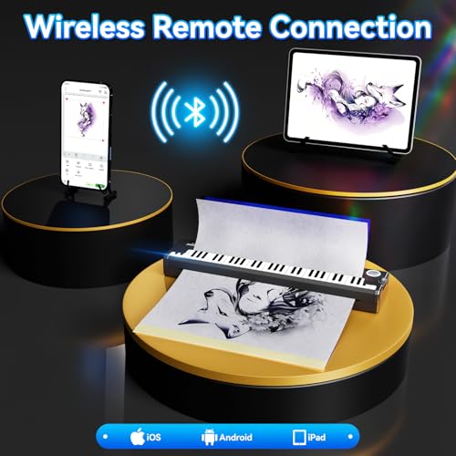 Image of PeriPage P90-Pino Wireless Tattoo Stencil Printer, Thermal Tattoo Machine with Inkless Tech, Inspired by Piano Design Portable Tattoo Printer Kit Compatible with Phone, Pad & PC