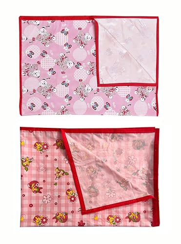 Image of EcoSoft Plastic Sheet,PVC Sheet for Kids,Rubber Sheet for Babies,Bed Wetting Protector(90 x 135 cm) (Pink Bear & Pink PPG)