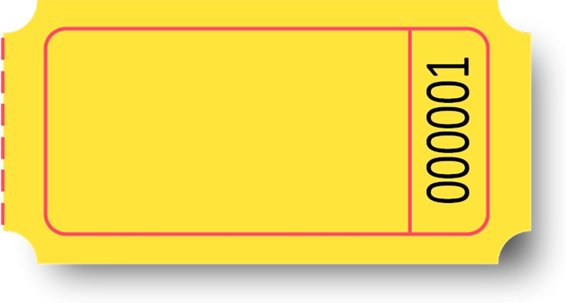 Premier Southern Ticket Single Roll Blank Tickets, 1 x 2 Inches, Yellow, Pack of 2000
