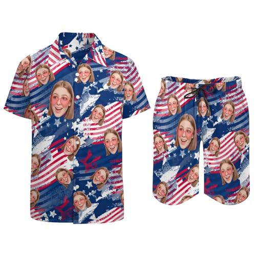 Personalized Men's Hawaiian Shirts and Shorts Set Custom 2-Piece Suits Button Down Shirt Outfit with Bucket Hats3