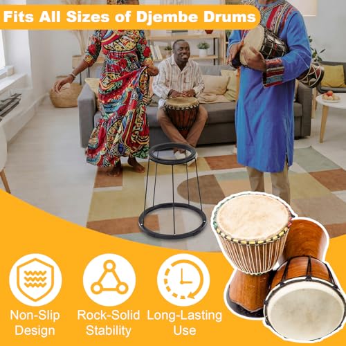 Image of Moxweyeni Lightweight Djembe Stand Portable Drum Stand Carbon Steel Standing Support Frame for Percussion African Bongo Drum (10.24 x 15.35 x 17.52 Inch,Elegant)