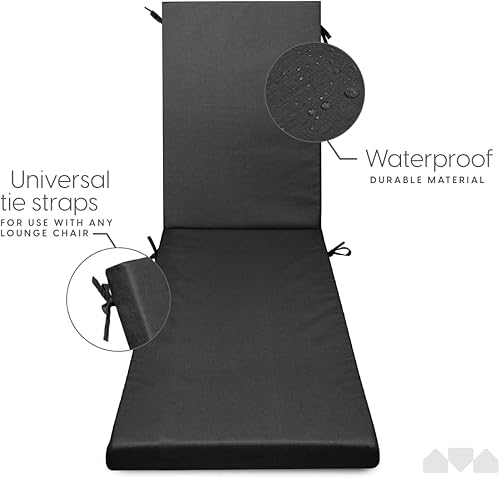 Miniatura 3 de Milliard Cojín de espuma viscoelástica para exteriores, cojín de descanso con funda impermeable y lavable, cojín para silla de patio, cojín de