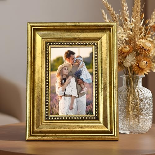 Image of Art Street Elegant Vintage Table Photo Frame for Tabletop With Back Stand, 4x6 Inch Photo, Decorative Frames Perfect for Home Decor, Unique Gift Idea, Durable, Birthday, Wedding, Return Gift (Gold)
