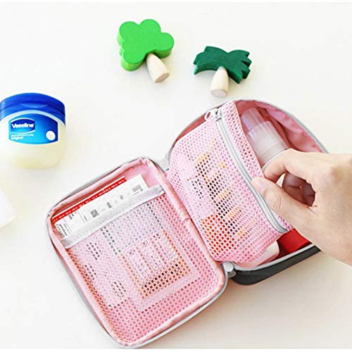 Image of Mini First Aid Kit 2 Pack Empty Medicine Bag Cute Storage Bag for Office Travel Vehicle Beach Emergency Zipper Pouch with Mesh Pockets Small Size Survival Medical Packet Fit for Handbag Purse