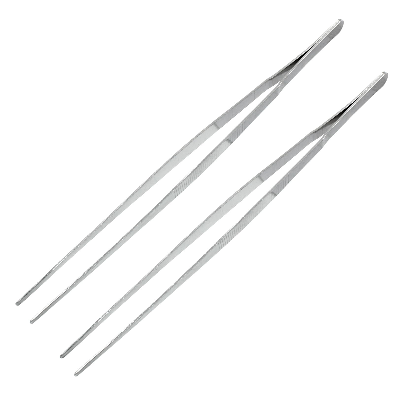 2 pinzas de cocina de 12 pulgadas, pinzas de cocina, pinzas de chef profesionales, pinzas de comida de mango largo, pinzas de acero inoxidable para culinaria, bar, barbacoa, chapado