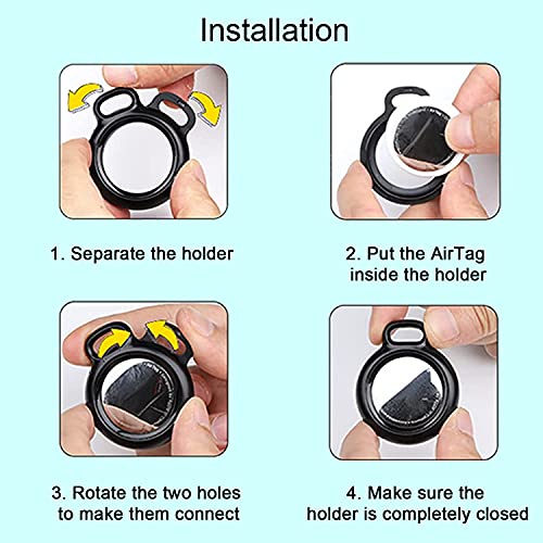 Ailun [2Pack] Hard Pc Cover For Airtag,Shockproof Cover Loop With Keychain Ring Holder Skin Protector Protective Case Tracker Finder Locator Anti-Lost Protector Holder For Airtags,Wear-Resistant Black #TOP1