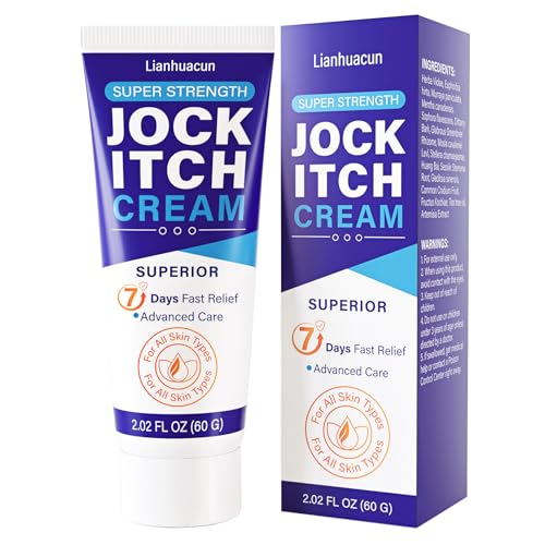 Jock Itch Cream, Natural Jock Itch Treatment Cream Extra Strength for Men and Women, Provides Soothing Relief for Itchy Skin, Ringworm, Athlete's Foot & Nail Fungus, 2.02 FL OZ