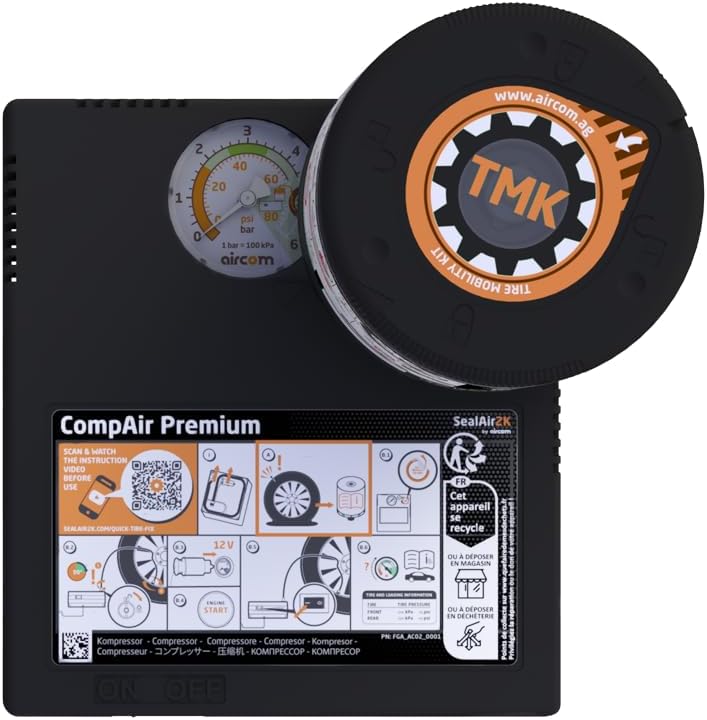 Miniatura 4 de Sealair2k Aircom - Kit de movilidad de neumáticos de automóvil, reparación de pinchazos de neumáticos de emergencia, 5903707591084, reemplazo