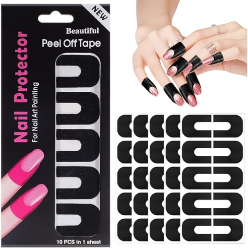 PLABBDPL 50Pcs Nagellack Schablone, Nail Polish Stencil, Nail Painting Guide, Nägel Edge Hautbarriere Kit, Nail Art Lackschutz Spitzenschutz, Nagelkunst Grundlegendes Werkzeugzubehör, Schwarz