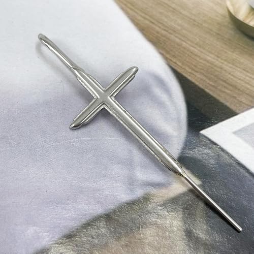 Cross Ear Piercing Jewelry Minimalist Stainless Steel Single Piercing Hook Industrial Barbell Fake Cartilage Industrial Earring Statement Ear Jewelry for Women Men3