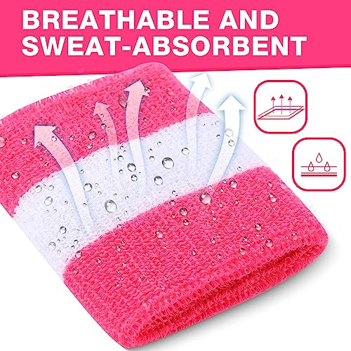Image of 72 Pcs Bulk Striped Sweatband Set Include 24 Pcs Sweat Absorbing Striped Headbands and 48 Pcs Sweatbands Wristbands Cotton Athletic Sweat Bands for Men Women Gym Sports Workout