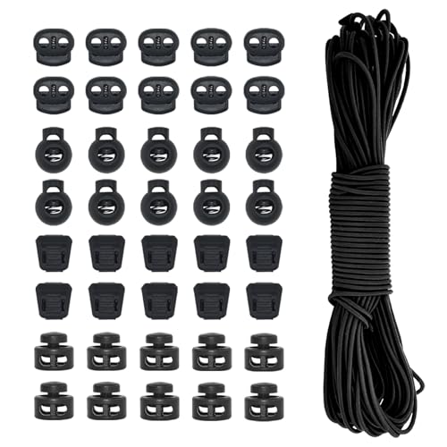 Durevole e leggero: realizzato in plastica resistente, il blocco del cavo è forte e resistente all'usura. Le corde elastiche vantano un'eccellente elasticità, non soggette a rotture nell'uso a lungo termine. La loro combinazione non aggiunge alcun onere agli zaini.