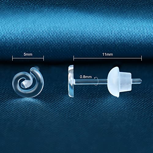 Plastic Earrings For Sensitive Ears, Invisible Clear Earrings For Work(6 Pairs Cloud Stud Earring) #TOP2