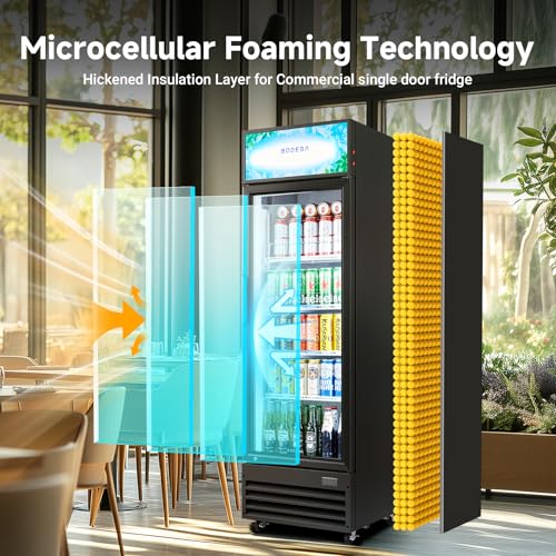 Image of BODEGACOOLER Beverage refrigerator and cooler, commercial refrigerators for drink,Bar, drink. Glass door display refrigerator with Soft LED Light. Commercial fridge as bar cooler for party.9.0 Cu. Ft.