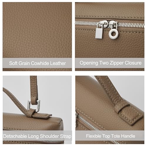 Image of DORIS&JACKY Small Leather Crossbody Bag for Women Designer Mini Top Handle Clutch Phone Bag with Adjustable Shoulder Strap
