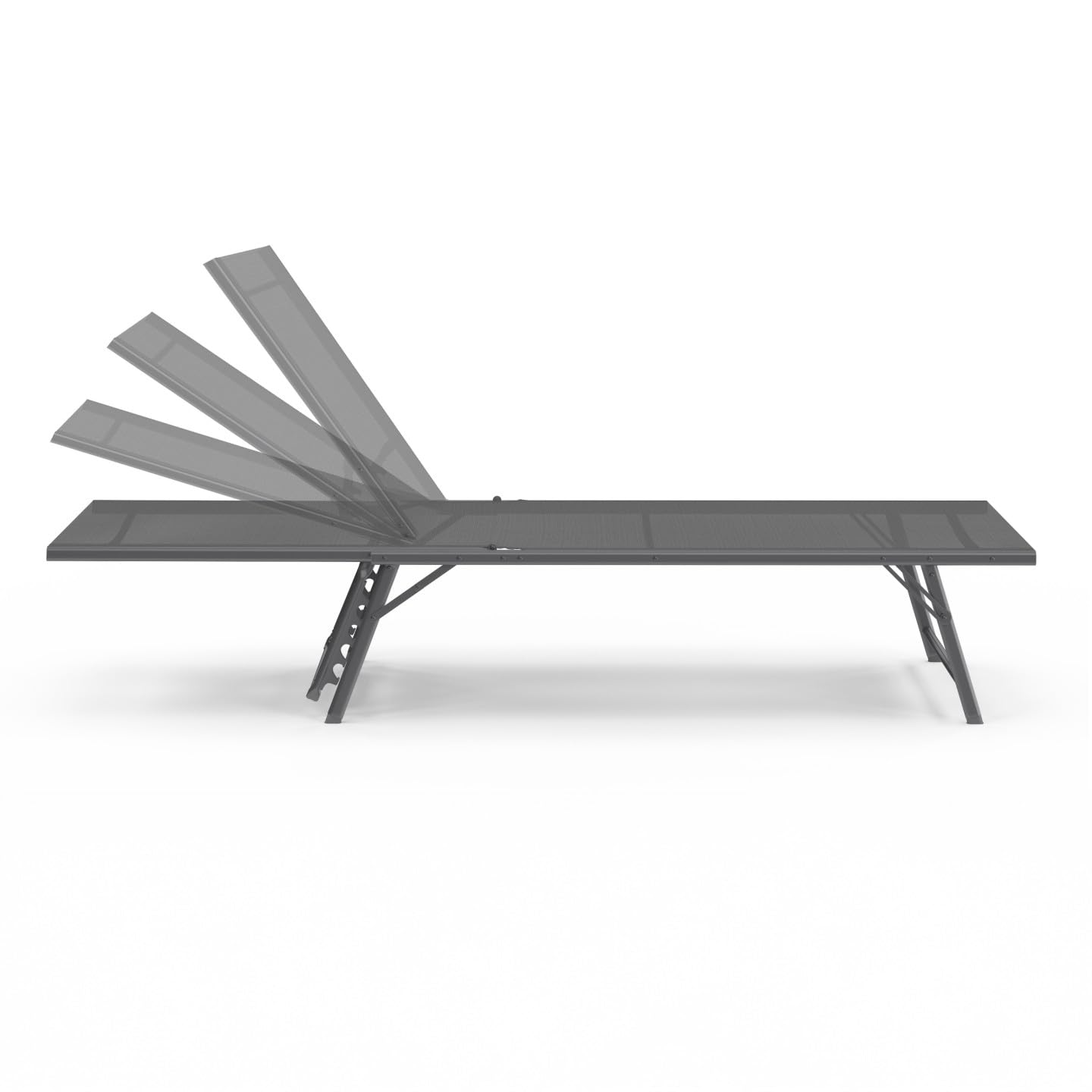 IDMarket - Lot de 2 transats de Jardin inclinables Kailua en Acier Gris Anthracite et Toile Grise