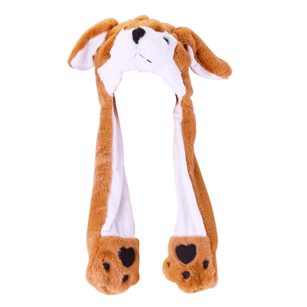 Funny Plush Bunny Hat Girls Animals Ear Moving Jumping Hats Unisex Funny Cosplay Birthday Christmas Easter Gifts Novelty Women Girl Boy